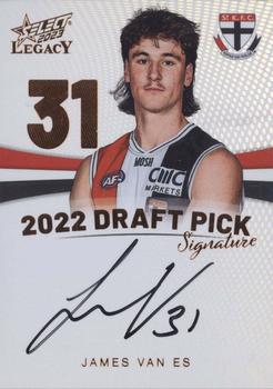 2023 Select AFL Legacy - 2022 Draft Pick Signature Copper #DPSC31 James Van Es Front